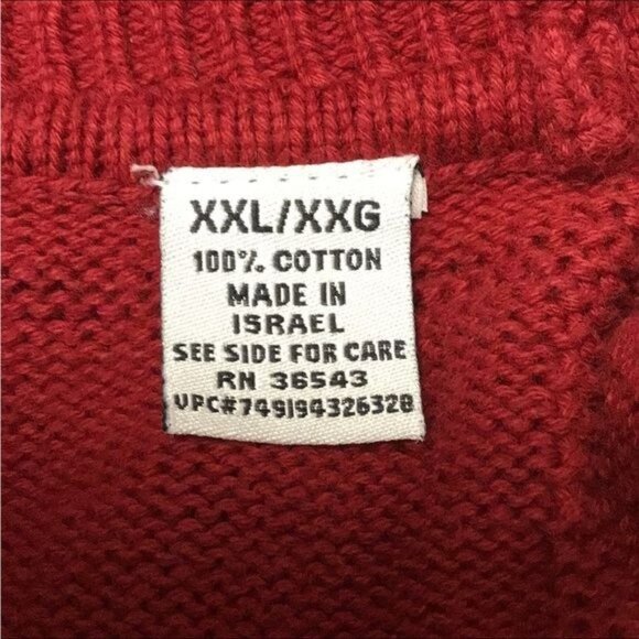 IZOD Mens Crewneck Knit Pullover Sweater Vintage 90s Chunky Cotton Grid Red XXL - Picture 7 of 9